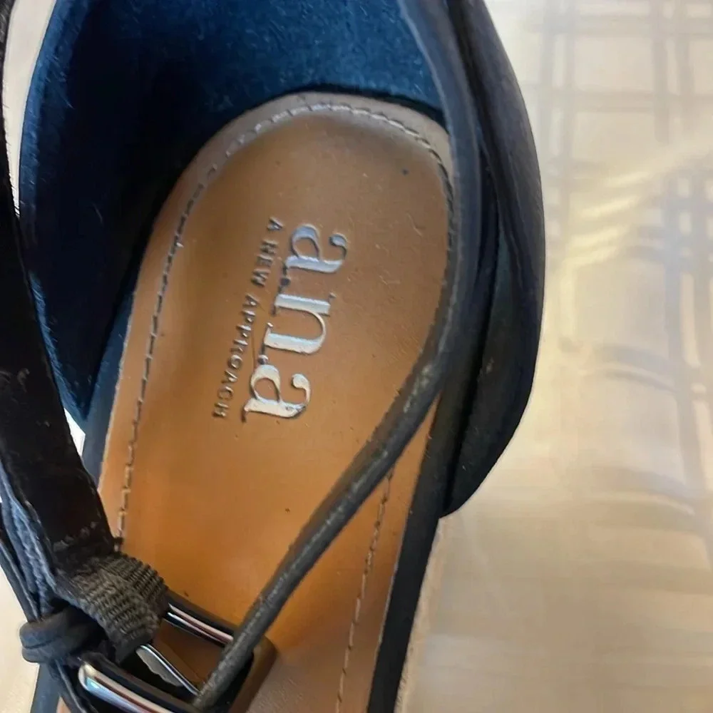 A.N.A. Black Wedge Espadrille Open‎ Toe Sandals